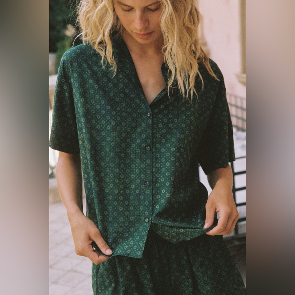 Christy Dawn The Skylar Top in Green Petunia Dot, Size XS